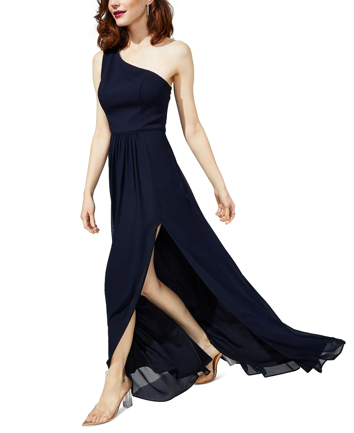 Adrianna Papell One Shoulder Chiffon Dress