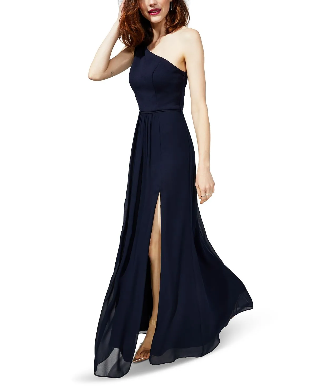 Adrianna Papell One Shoulder Chiffon Dress