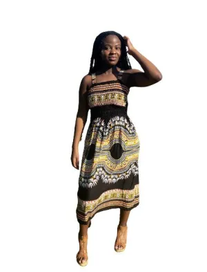 African Spaghetti Strap Maxi Dress