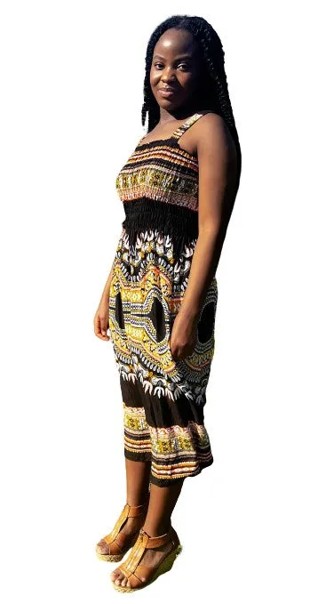 African Spaghetti Strap Maxi Dress