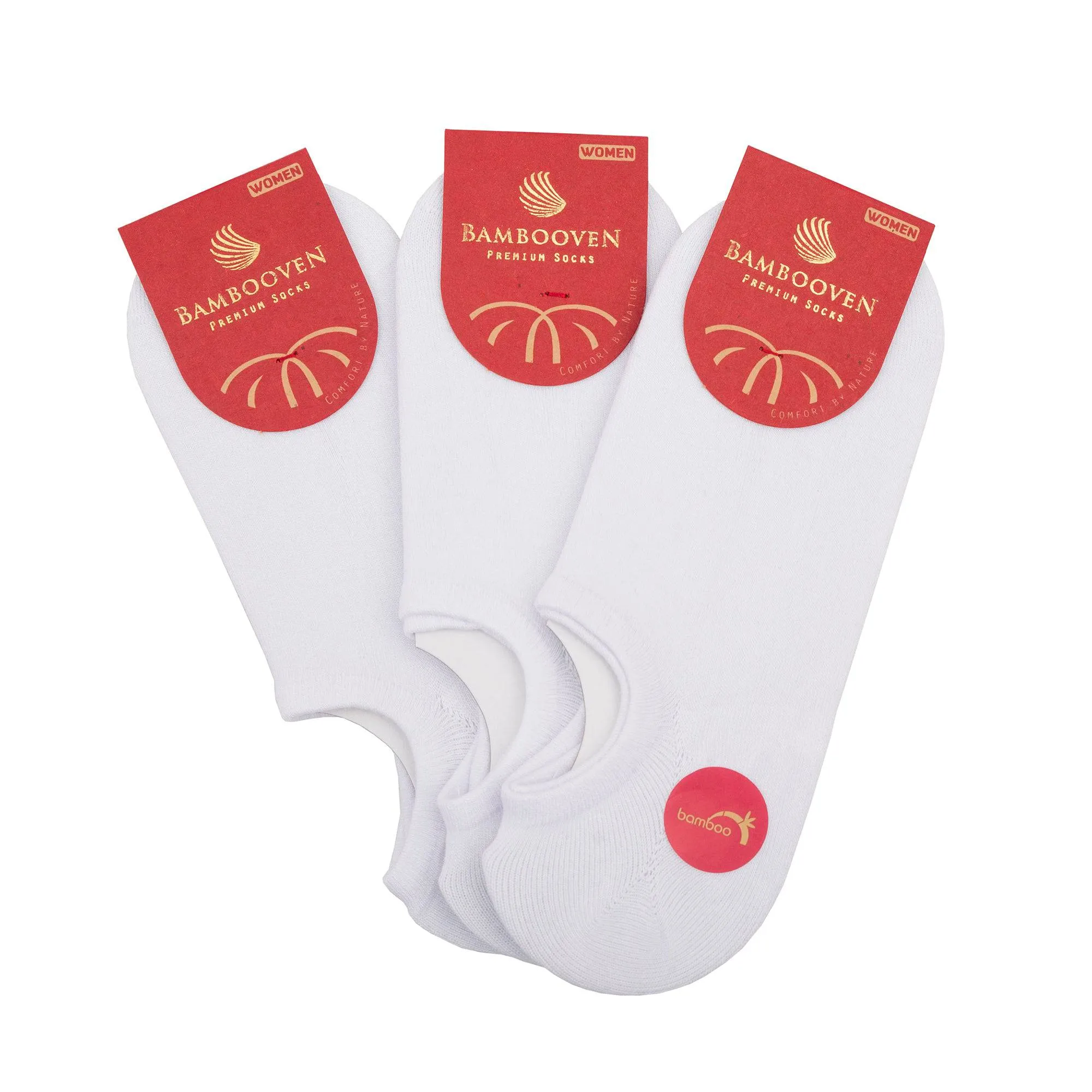 Bambooven Women's Premium Ultra Soft Bamboo No Show Casual White Socks, 6pk. -611