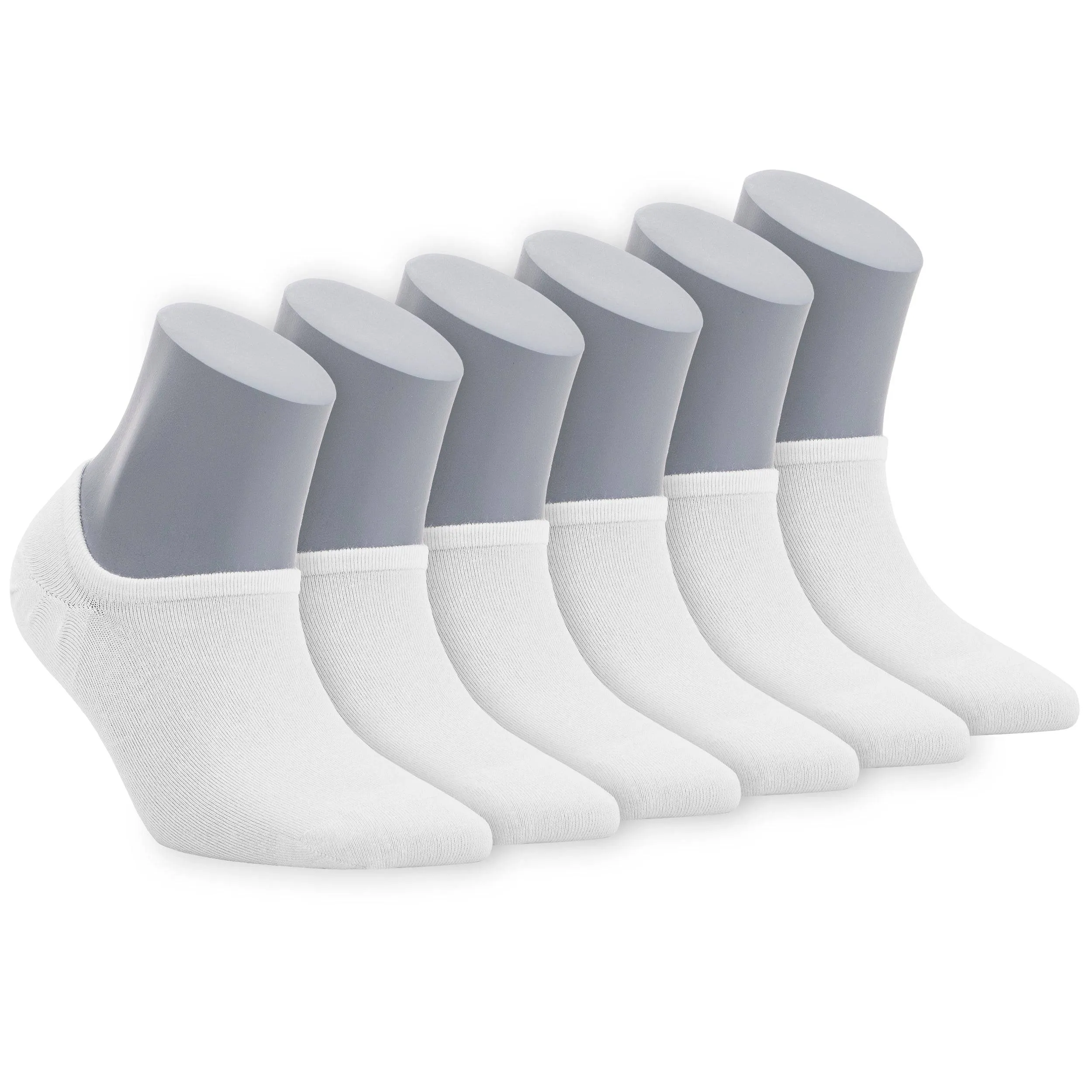 Bambooven Women's Premium Ultra Soft Bamboo No Show Casual White Socks, 6pk. -611