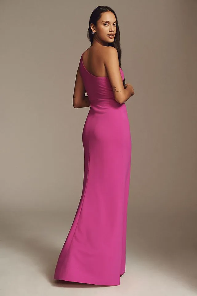 Bhldn Hallie Stretch Crepe One Shoulder Maxi Dress, Pink