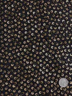 Black Gold Sequin & Beads On Silk Chiffon JEC-105 Fabric