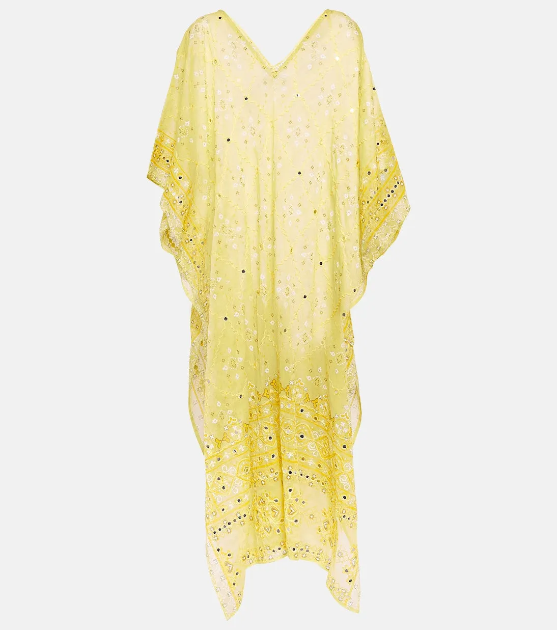 Broderie anglaise Juliet Dunn cotton maxi dress, yellow