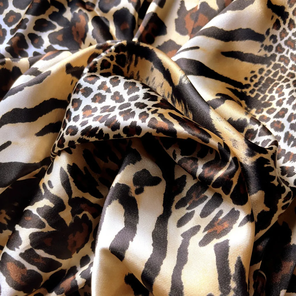 Brown, Beige, Black and Gold Cheetah, Leopard print  Satin Pillowcases, Healthy Hair, Smooth Skin.