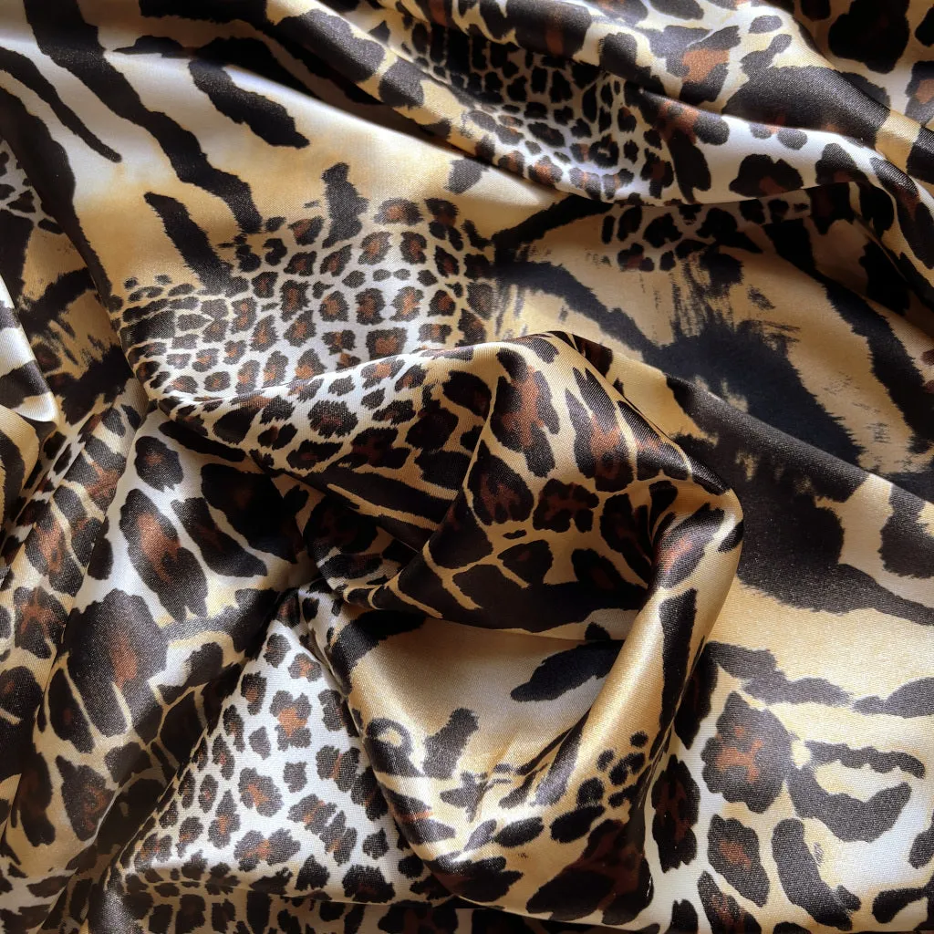 Brown, Beige, Black and Gold Cheetah, Leopard print  Satin Pillowcases, Healthy Hair, Smooth Skin.