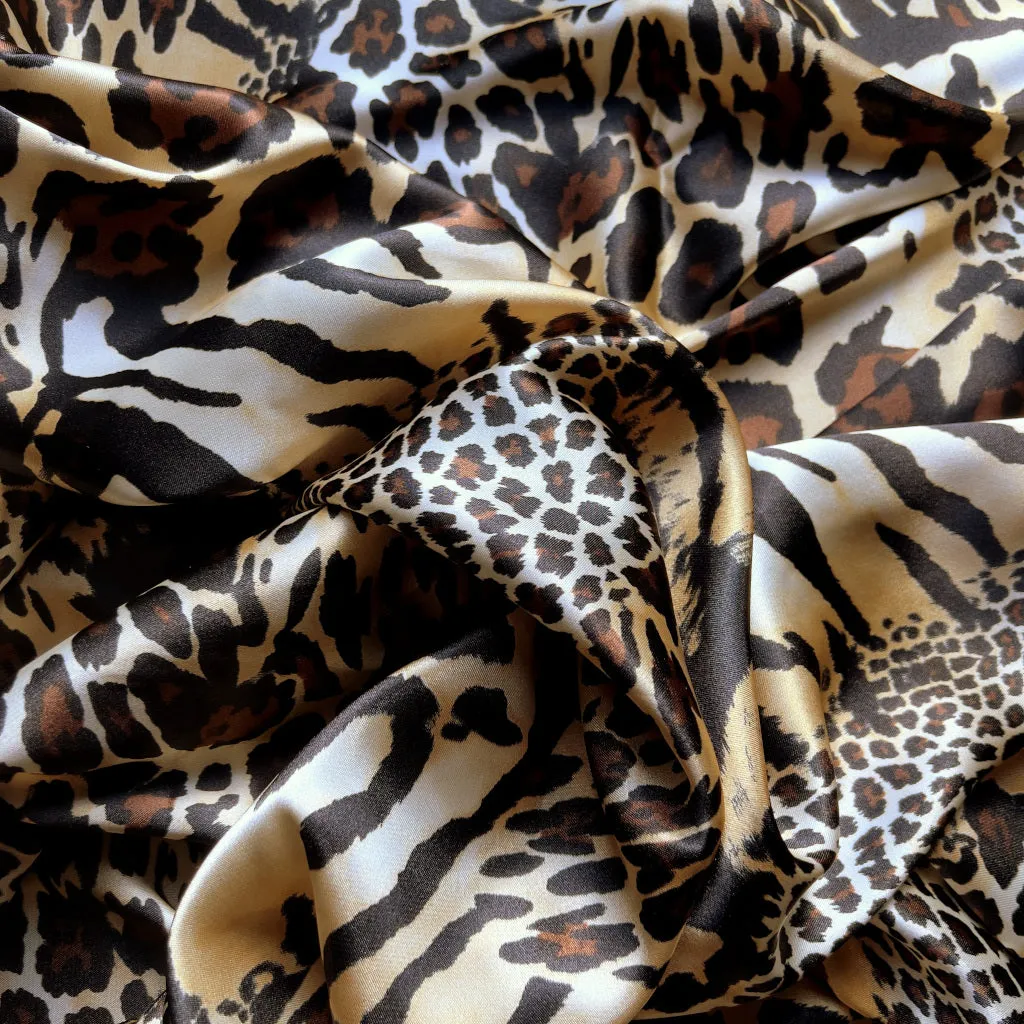 Brown, Beige, Black and Gold Cheetah, Leopard print  Satin Pillowcases, Healthy Hair, Smooth Skin.