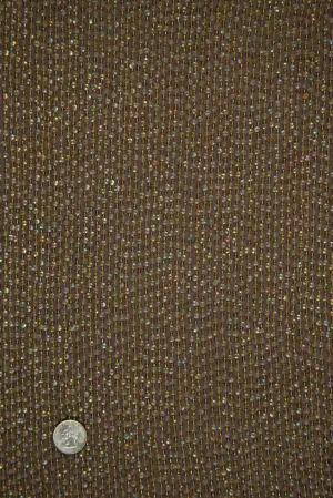 Brown Sequins & Beads on Silk Chiffon Fabric