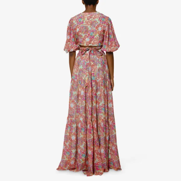 By Malina Sienna Woven Cutout Maxi Dress in peony