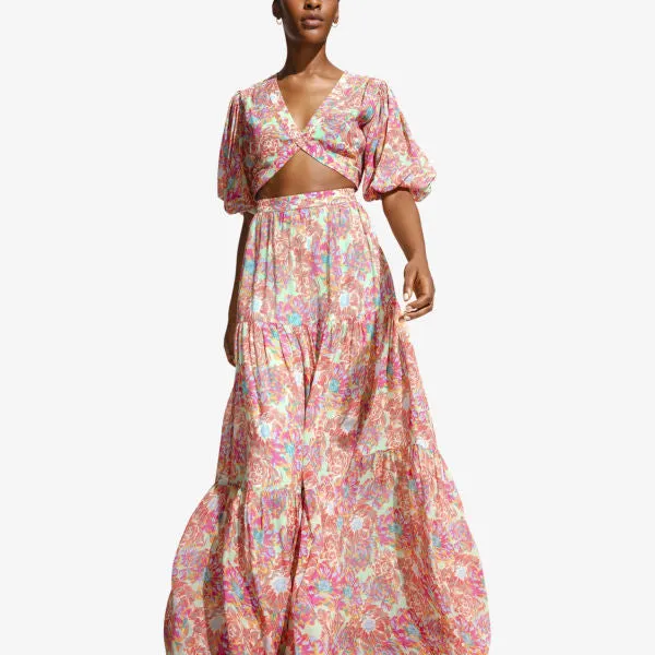 By Malina Sienna Woven Cutout Maxi Dress in peony