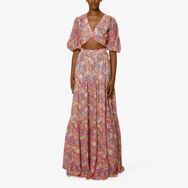 By Malina Sienna Woven Cutout Maxi Dress in peony