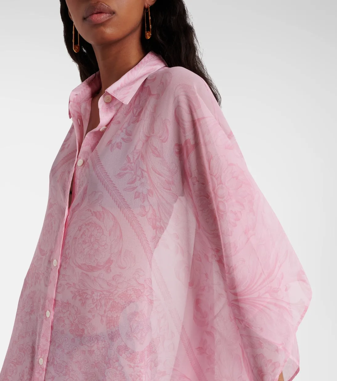 Chiffon kaftan with barocco print Versace, pink