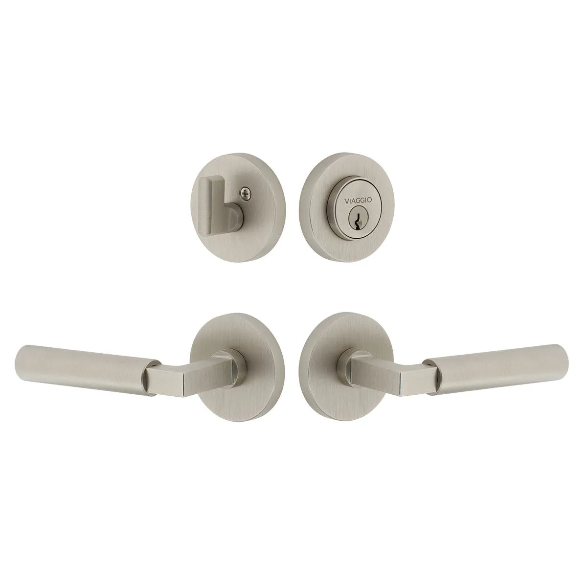 Circolo Rosette Entry Set with Contempo Lever in Satin Nickel