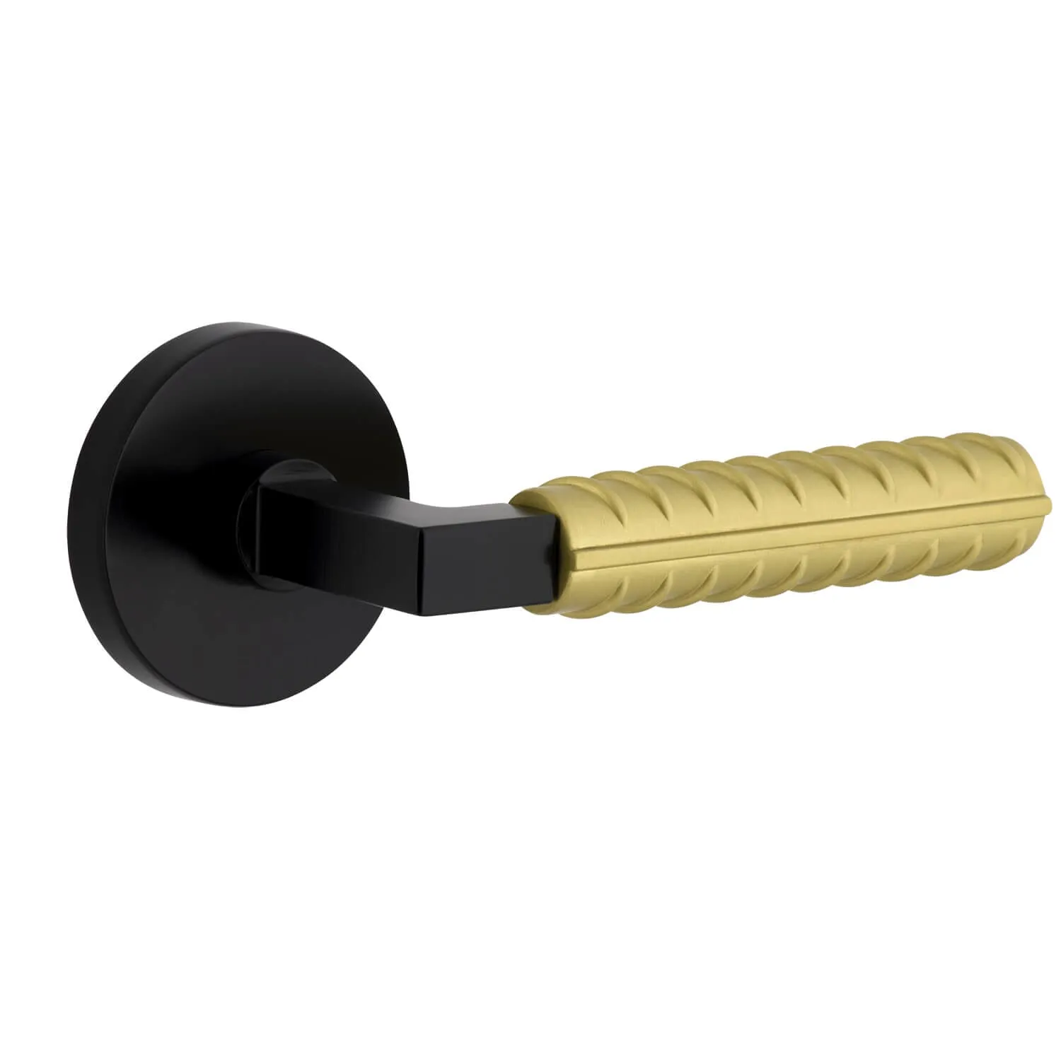 Circolo Rosette in Satin Black with Satin Brass Contempo Rebar Lever