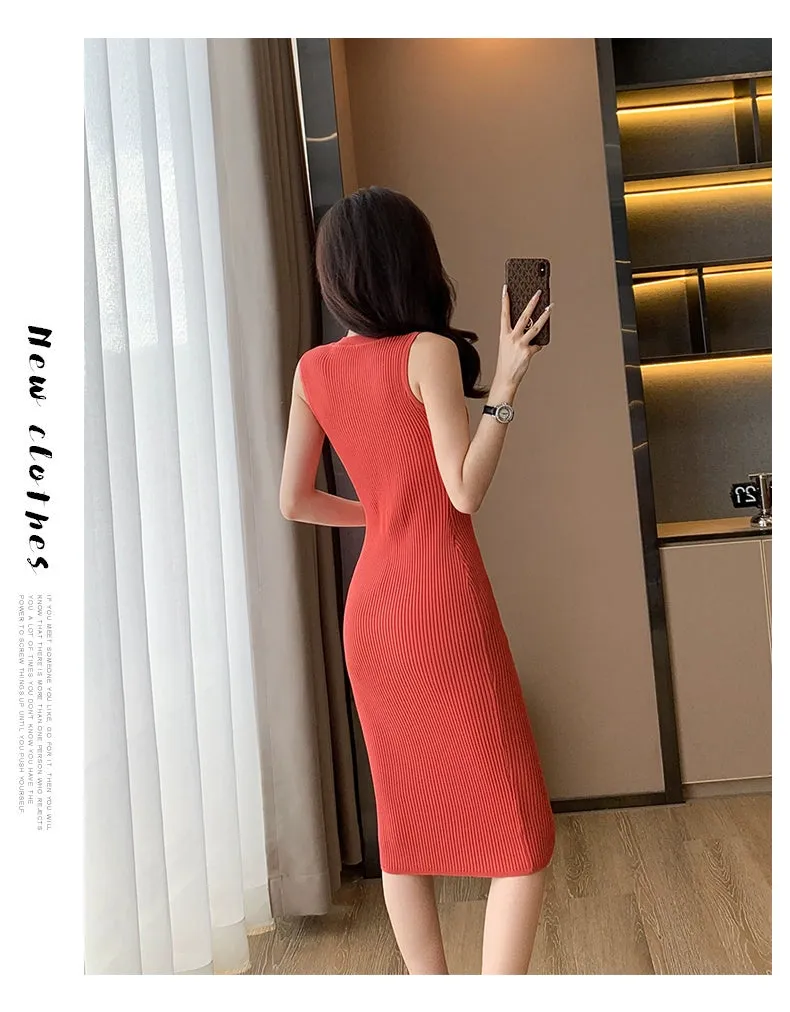 Classic Style round Neck Dress Silm Elegant Summer Wear