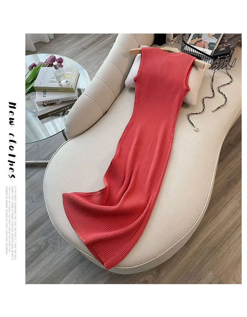 Classic Style round Neck Dress Silm Elegant Summer Wear