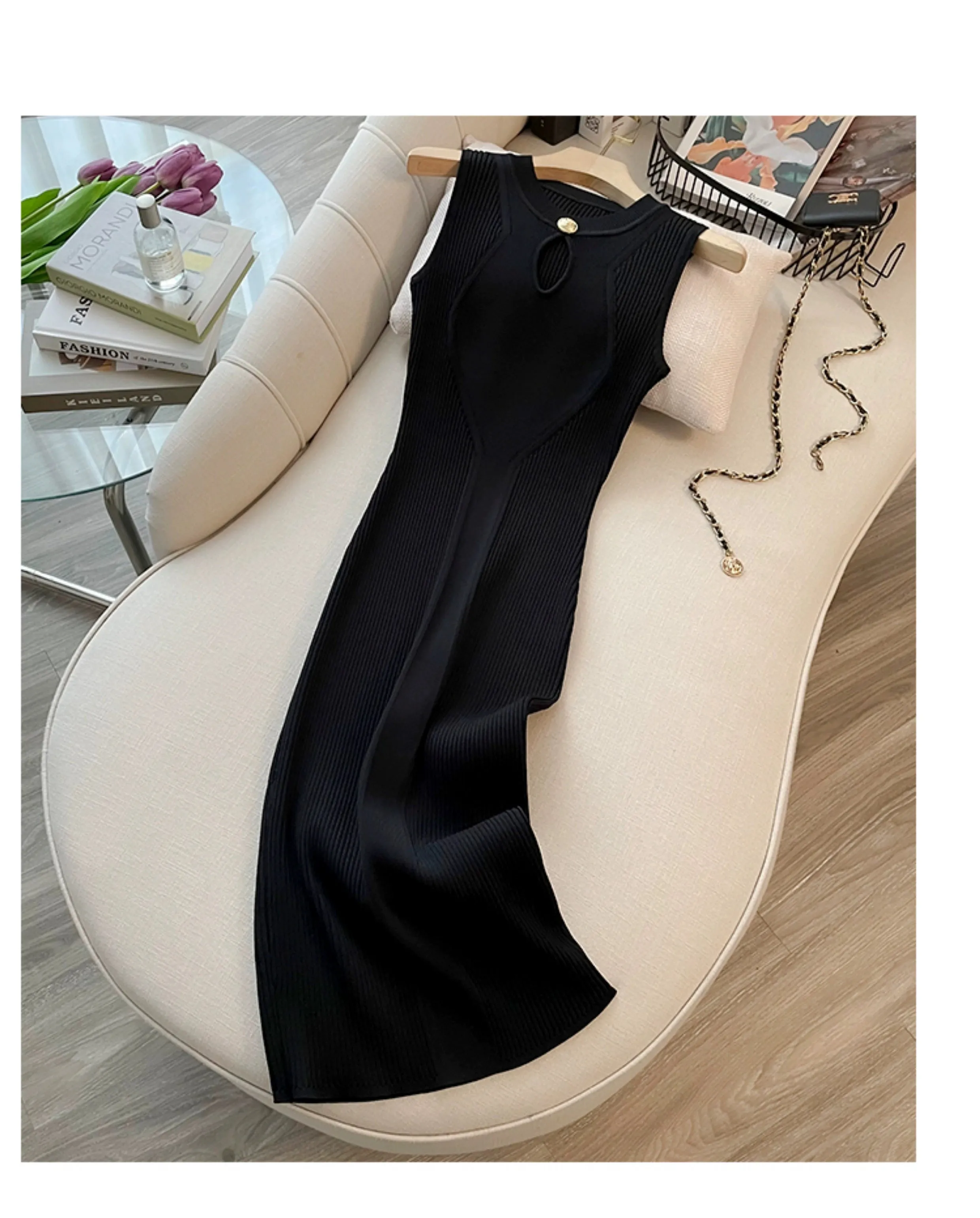 Classic Style round Neck Dress Silm Elegant Summer Wear