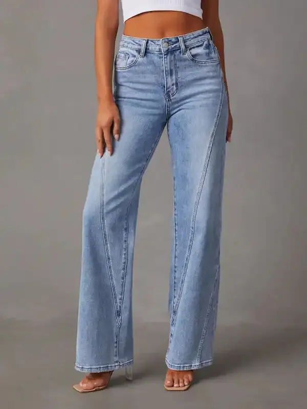 Comfortable casual loose spliced wide leg women’s jeans