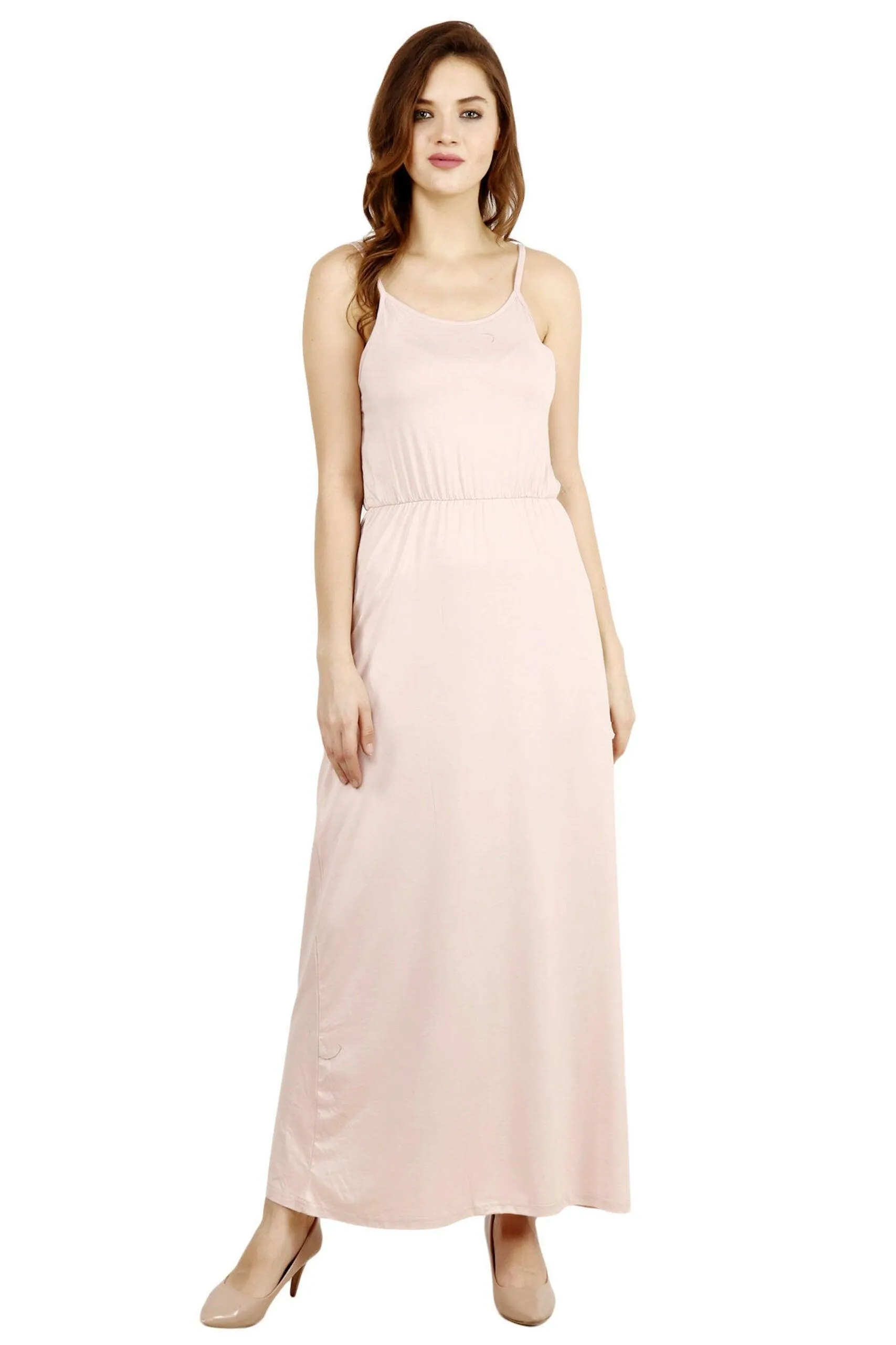 Cream Solid Maxi Dress