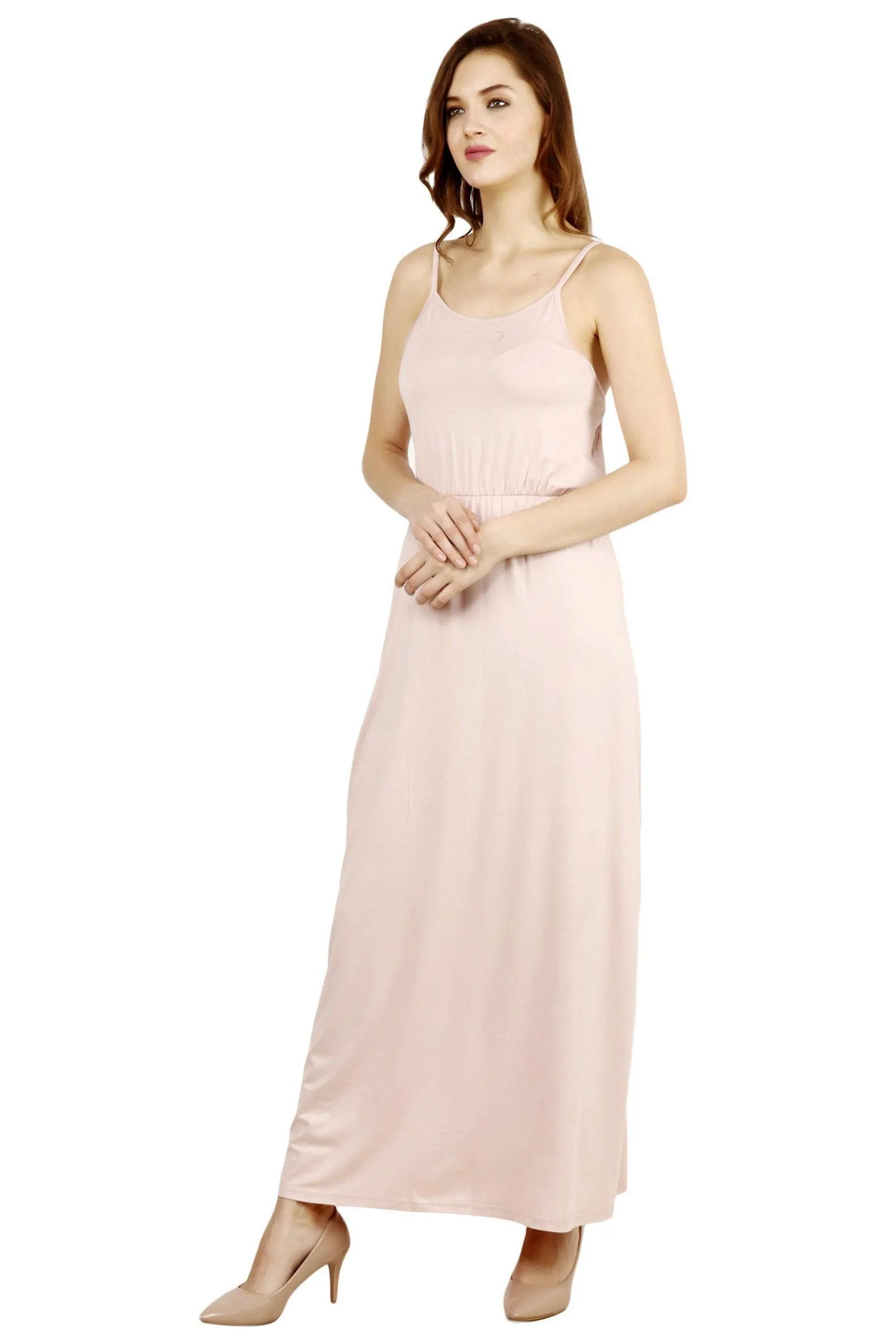 Cream Solid Maxi Dress