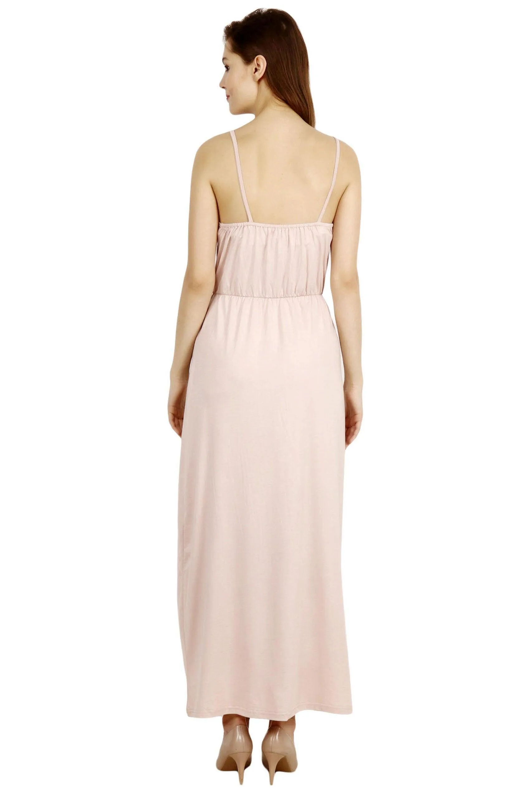 Cream Solid Maxi Dress