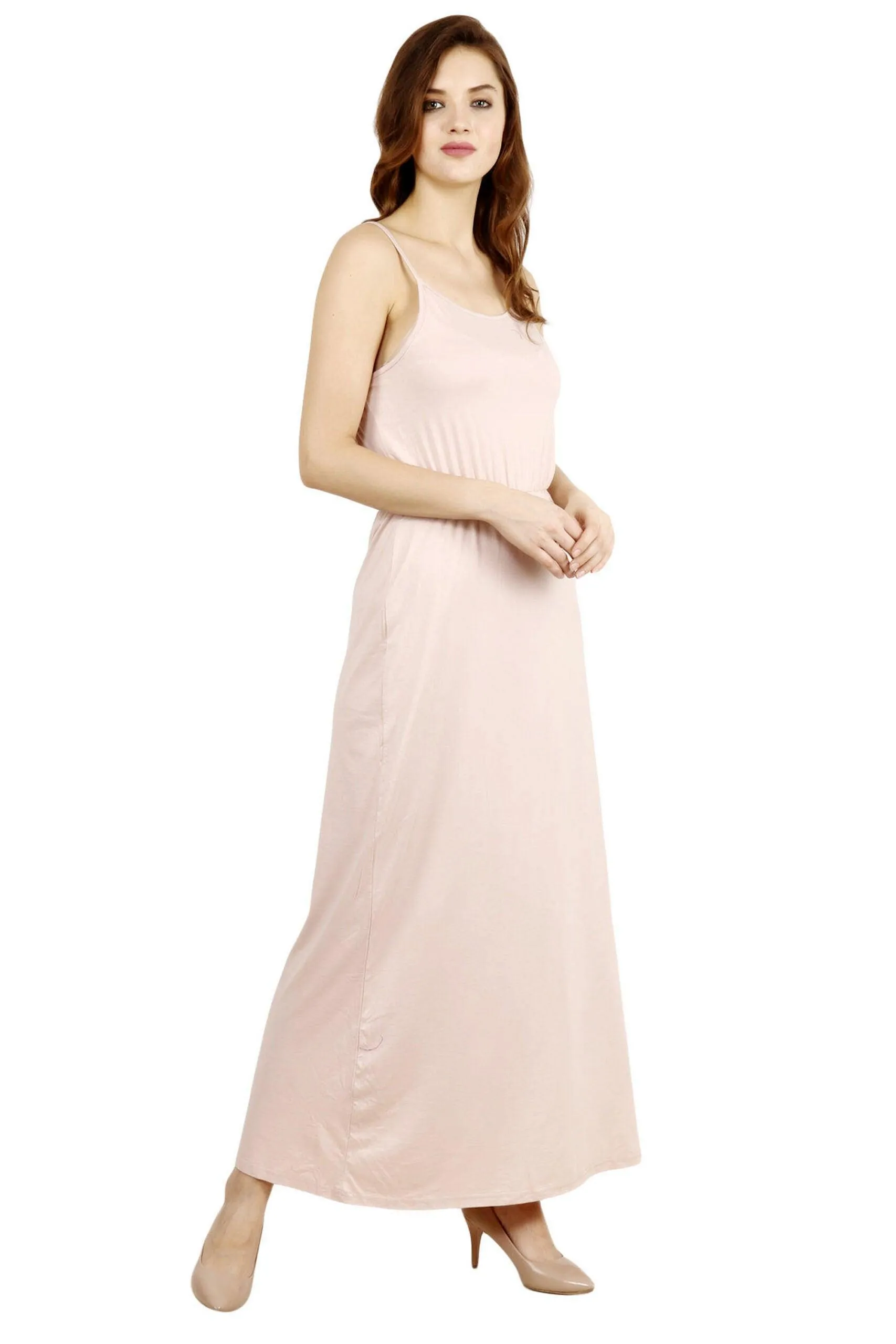 Cream Solid Maxi Dress