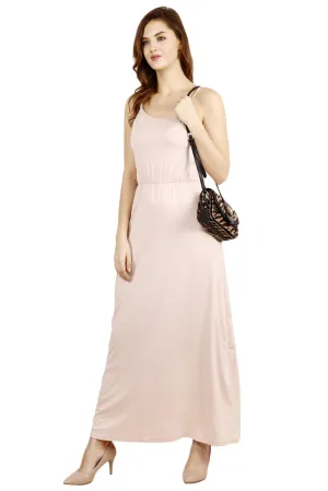 Cream Solid Maxi Dress