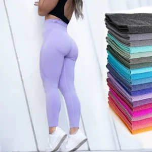 DEANWANGKT Curve Contour Seamless Leggings Yoga Pants Gym Outfits Workout Clothes Fitness Sport Women Fashion Wear Solid Pink Lilac Stretch