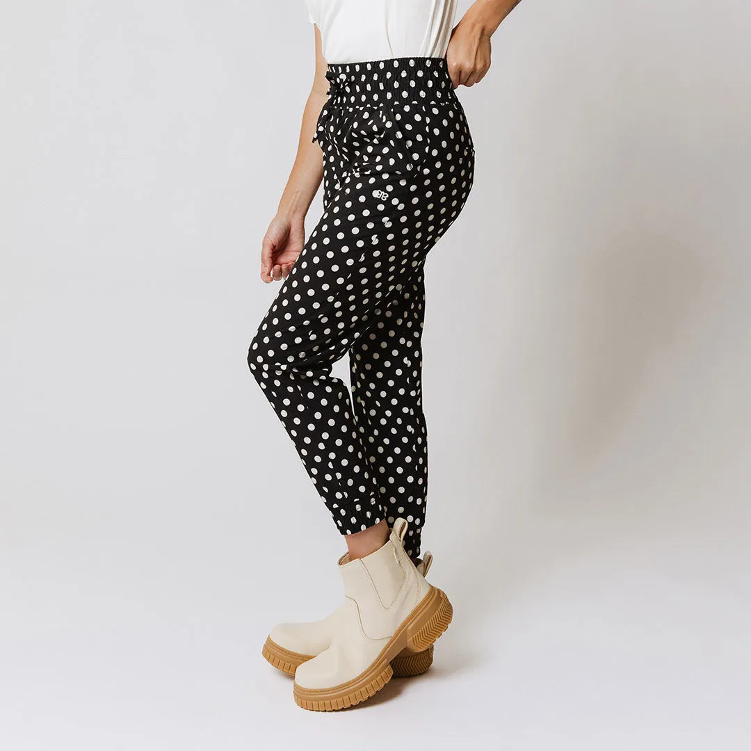 Destination Joggers, Black Polka Dot