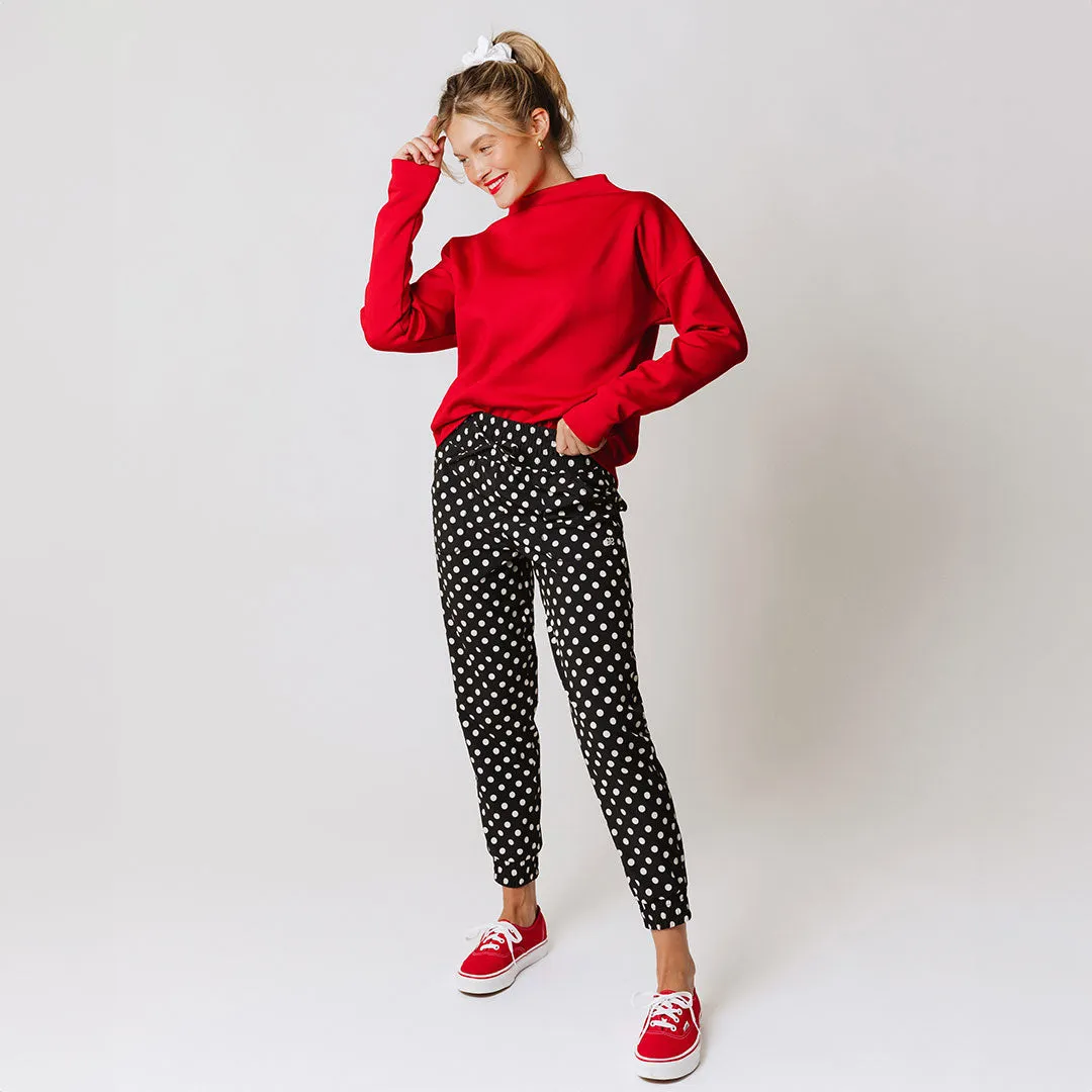 Destination Joggers, Black Polka Dot