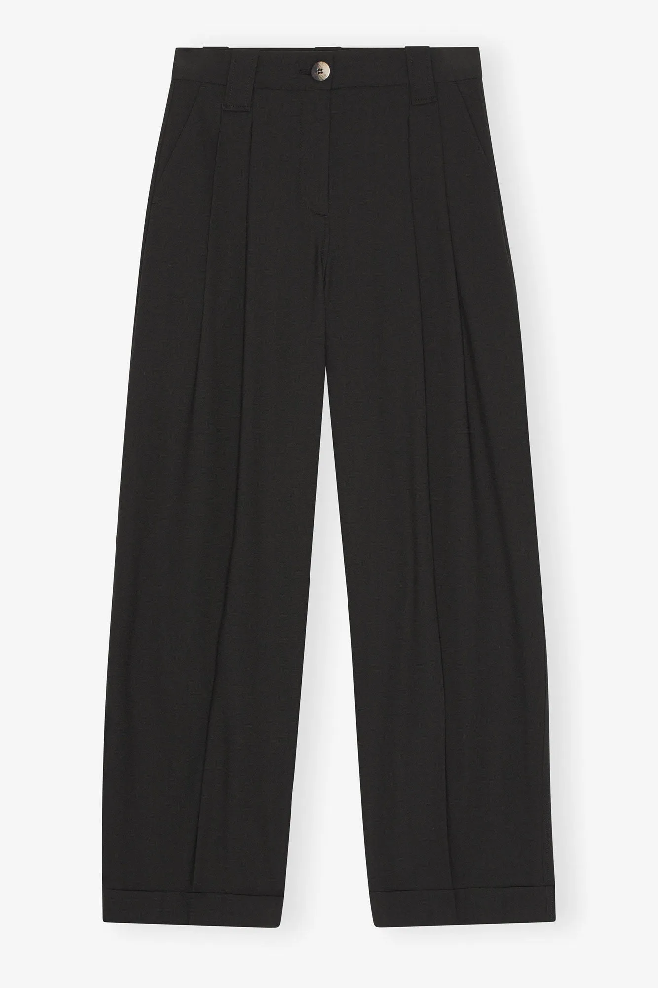 Drapey Melange Pleated Trousers | Black