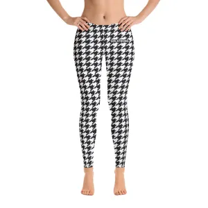 ELEVATED ESSENTIALS, SLIM AND SCULPT LEGGING BLACK WHITE HOUNDSTOOTH