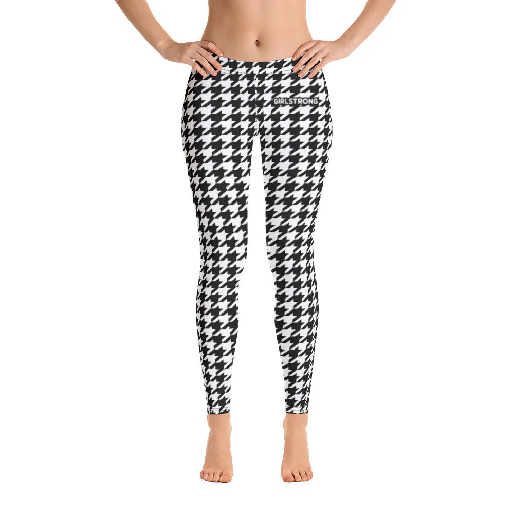 ELEVATED ESSENTIALS, SLIM AND SCULPT LEGGING BLACK WHITE HOUNDSTOOTH