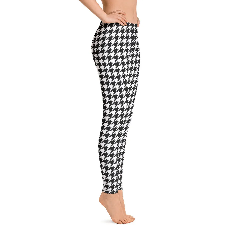 ELEVATED ESSENTIALS, SLIM AND SCULPT LEGGING BLACK WHITE HOUNDSTOOTH