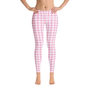 ELEVATED ESSENTIALS, SLIM AND SCULPT LEGGING PINK WHITE HOUNDSTOOTH