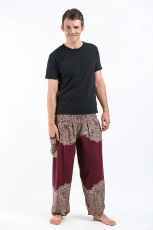 Floral Mandalas Men's Harem Pants in Maroon