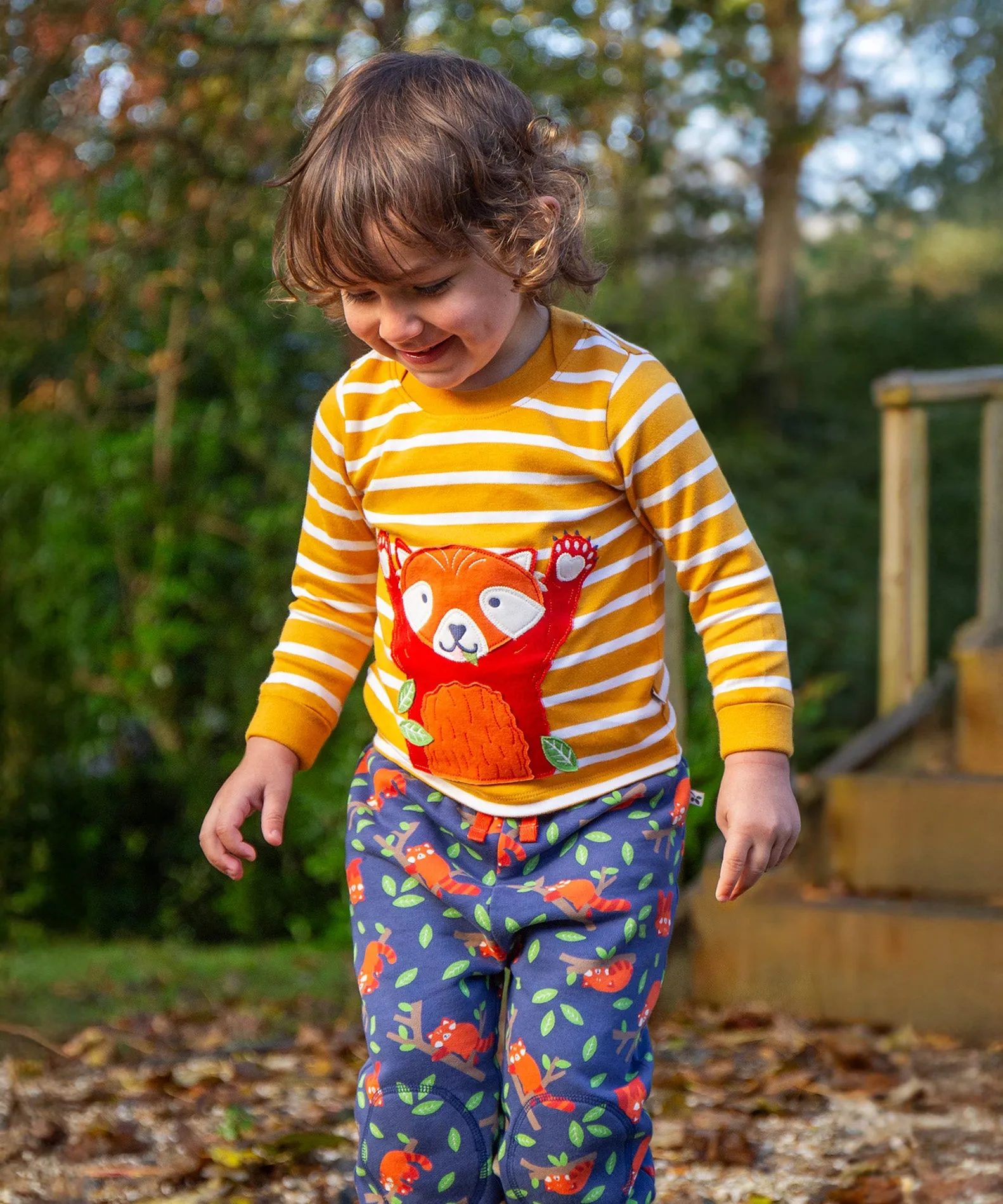 Frugi Easy On Top - Gold Breton Stripe/Red Panda