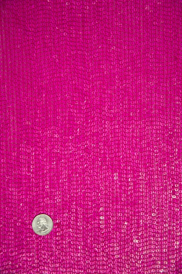 Fuchsia Sequins & Beads on Silk Chiffon JEC-132-63 Fabric