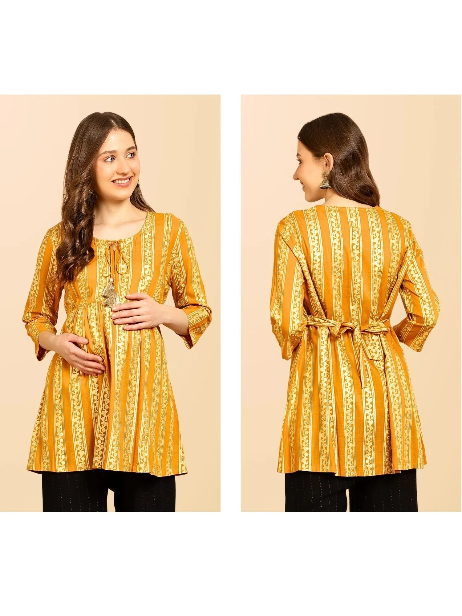 Golden Yellow Nursing Long Tops