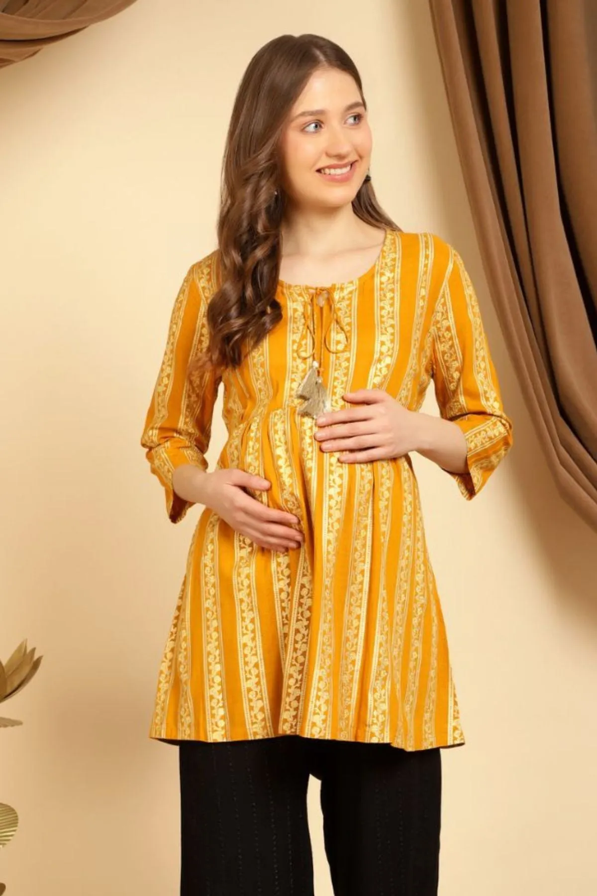 Golden Yellow Nursing Long Tops