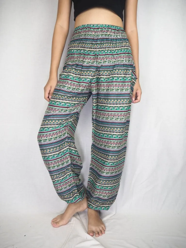 Green Striped Women's Harem Pants