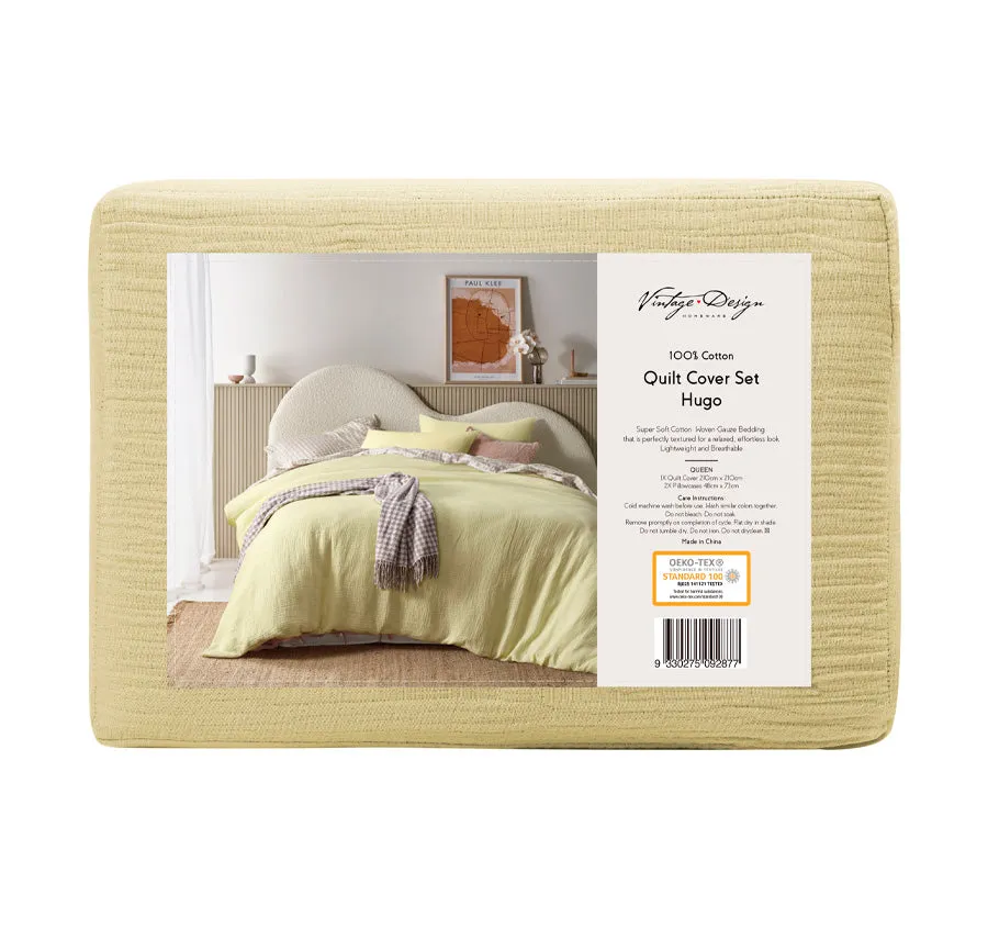 Hugo Quilt Cover Set Range Butter