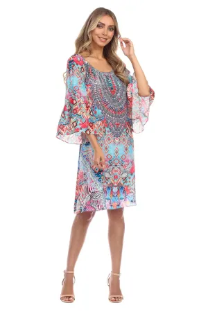 Ikat Blossom Women's Off Shoulder Mini Dress