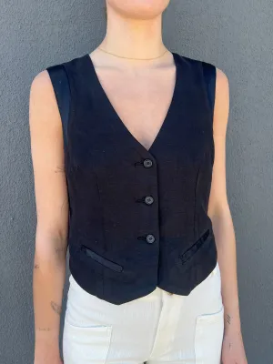 Ivy Vest in Linen - Black