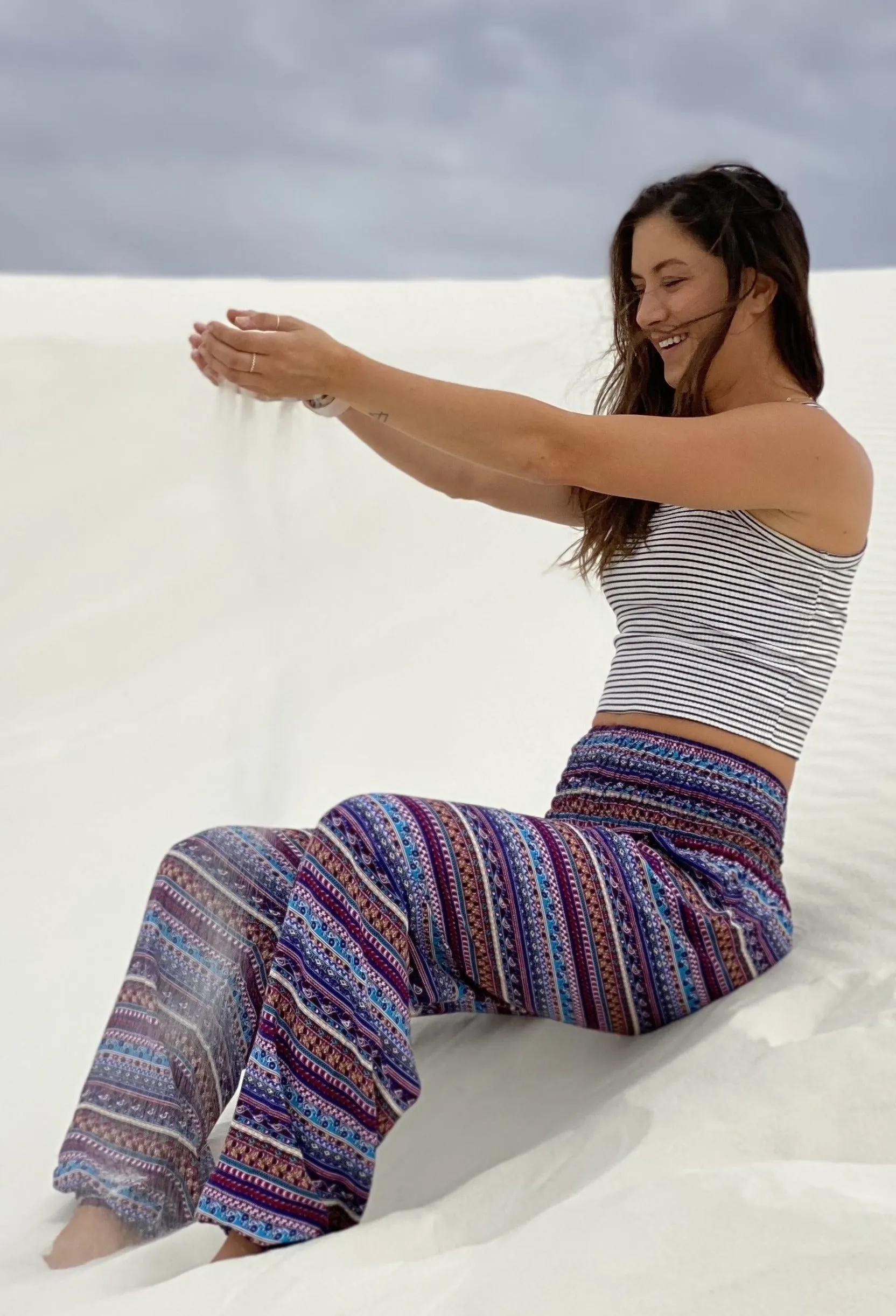 Lavender Striped Harem Pants