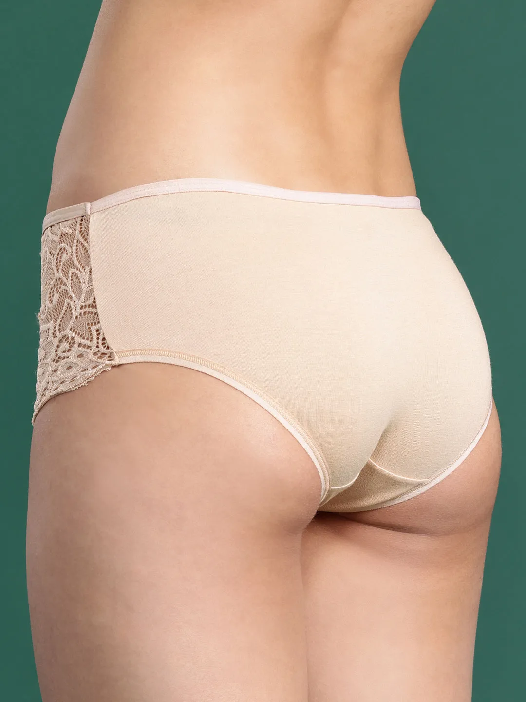 LEADING LADY Women’s Solid Pack of 2 Mid-Rise Laced Hipster Briefs | PN2587-BK-SKN-2 |