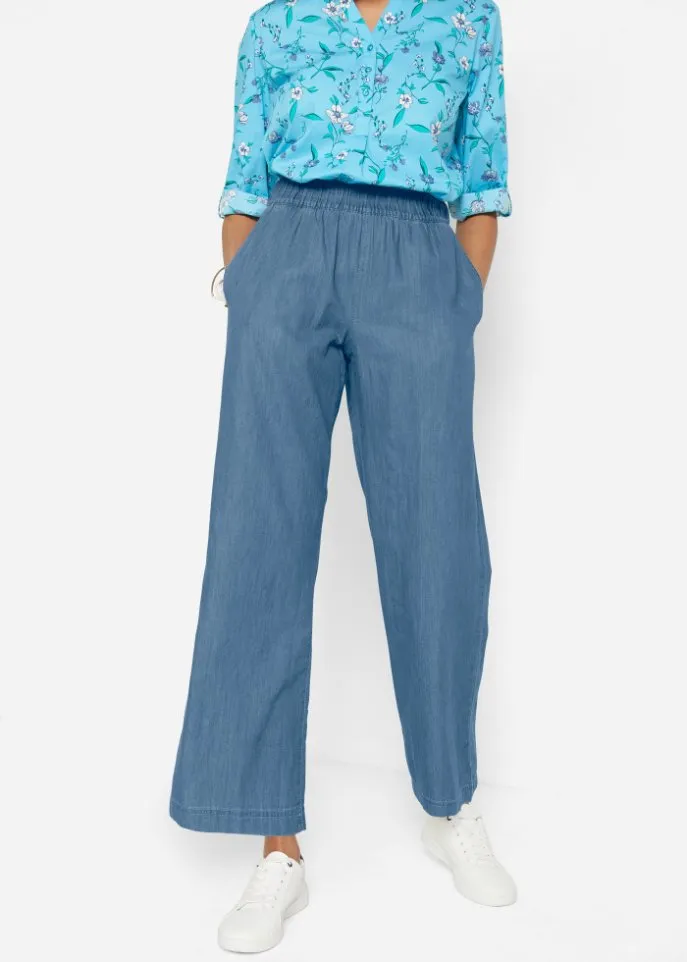 Lightweight, high-waisted jeans with a comfortable wide-fit belt Bpc Bonprix Collection , blue