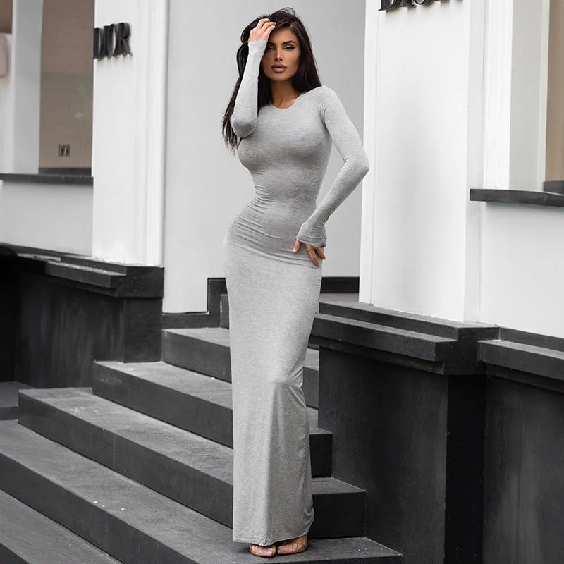 Long Sleeve Slim Fishtail maxi Dress