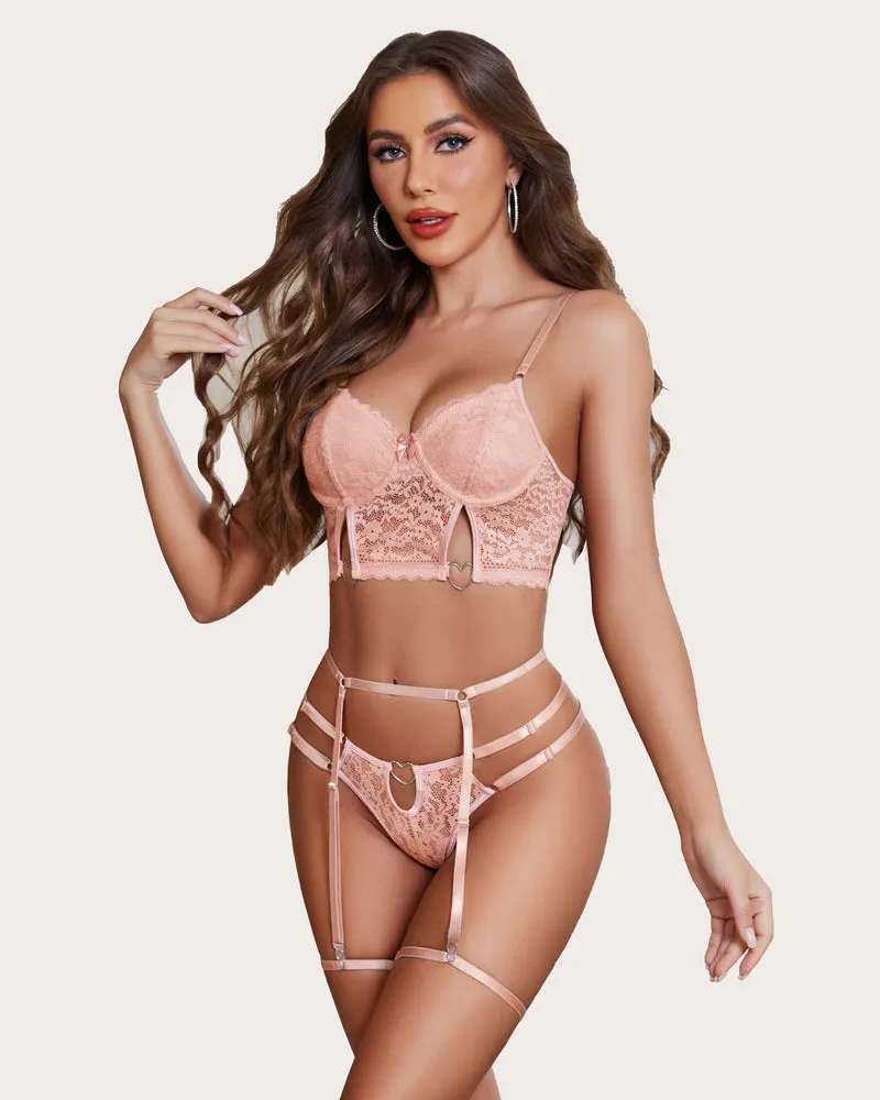 Sensual 4-Piece Push-Up Lingerie Set in Matching Colors